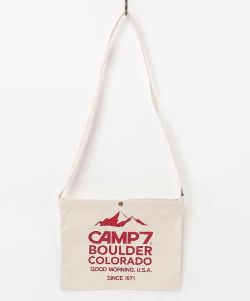 BENCH'S SELECT(ベンチセレクト)の「CAMP7 CANVAS SACOCHE B/キャンプセブン キャンバスサコッシュ(ショルダーバッグ・メンズ・ホワイト×レッド/ホワイト×ブラック・FREE)」の2枚目の写真