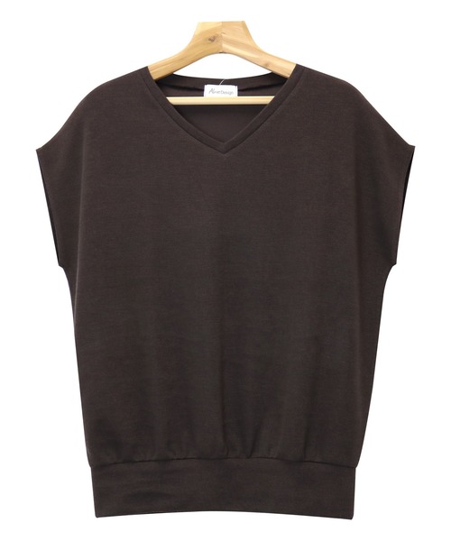 andme(アンドミー)の「ニットソーフレンチスリーブVネックトップス(Tシャツ/カットソー・レディース・ライトグレー/オフホワイト/ベージュ/ライトベージュ/ネイビー/カーキ/ブラック/ブラウン/ブルー系その他/ミント/レッド系その他/イエロー・M/L/XL/XXL)」の19枚目の写真