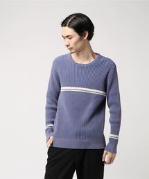 ワッフルパネルボーダーニット
