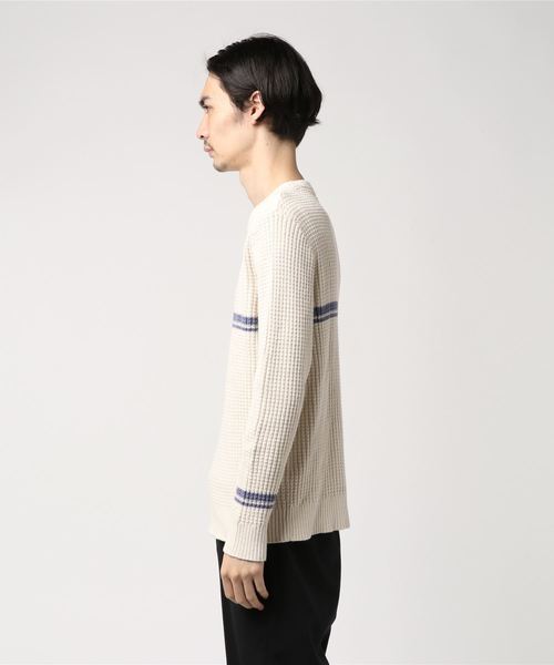 JACKROSE（ジャックローズ）の「ワッフルパネルボーダーニット（ニット/セーター・メンズ・ホワイト/ブルー・M/L）」の4枚目の写真