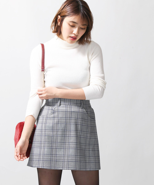 WEGO（ウィゴー）の「WEGO/チェックタイトミニスカート（スカート・レディース・ブラック系その他2/グレー系その他2/ブラウン系その他2/パープル系その他2/イエロー系その他3・FREE）」の2枚目の写真