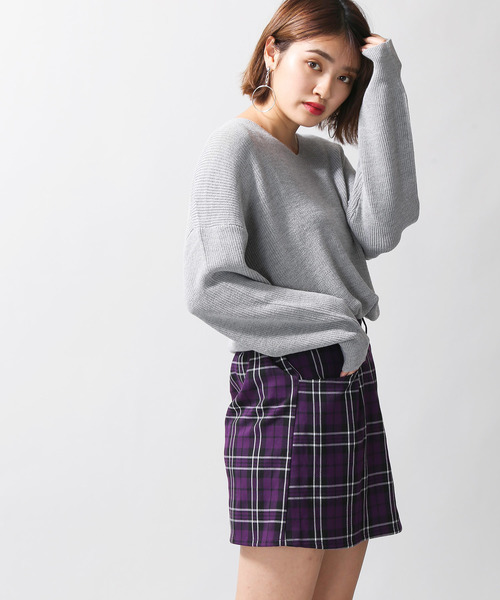 WEGO（ウィゴー）の「WEGO/チェックタイトミニスカート（スカート・レディース・ブラック系その他2/グレー系その他2/ブラウン系その他2/パープル系その他2/イエロー系その他3・FREE）」の4枚目の写真