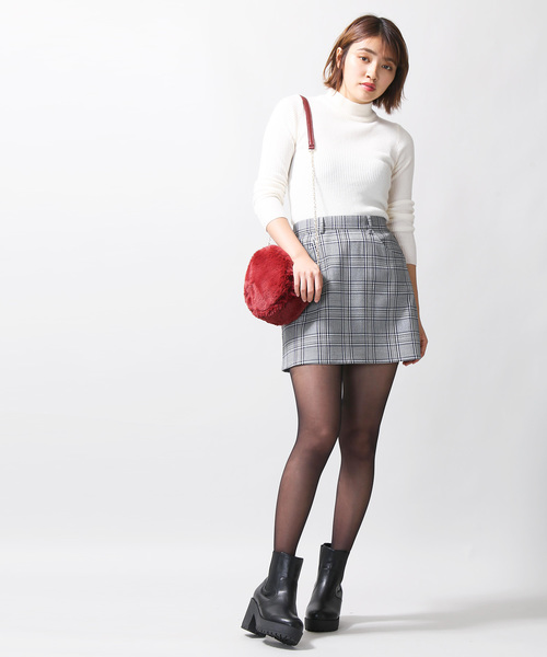 WEGO（ウィゴー）の「WEGO/チェックタイトミニスカート（スカート・レディース・ブラック系その他2/グレー系その他2/ブラウン系その他2/パープル系その他2/イエロー系その他3・FREE）」の8枚目の写真