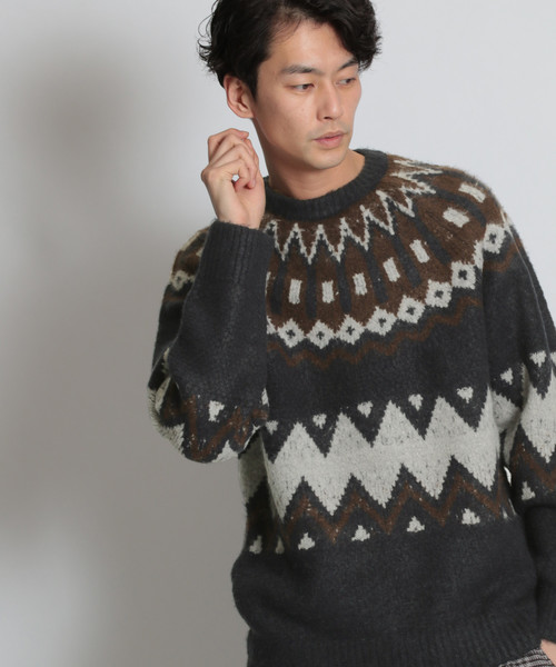 niko and...（ニコアンド）の「ノルディックニットプルオーバー（ニット/セーター・メンズ・ブラック/キャメル/ネイビー・MEDIUM/LARGE）」の9枚目の写真