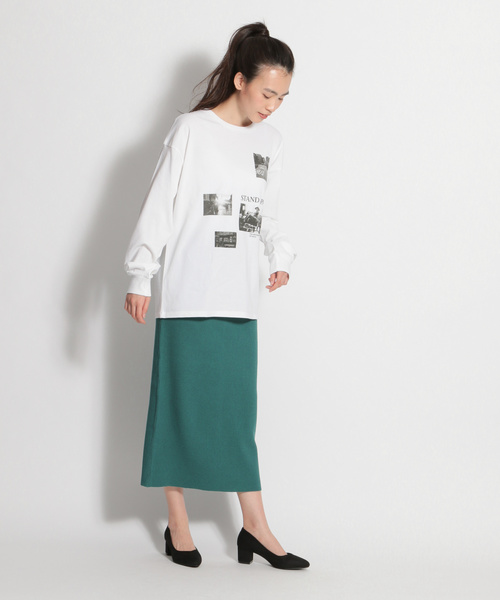 niko and...（ニコアンド）の「モノクロフォトプリントプルオーバー（Tシャツ/カットソー・レディース・オフホワイト/ライトグリーン・MEDIUM/LARGE）」の3枚目の写真