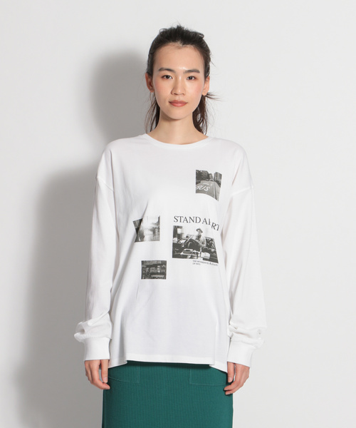 niko and...（ニコアンド）の「モノクロフォトプリントプルオーバー（Tシャツ/カットソー・レディース・オフホワイト/ライトグリーン・MEDIUM/LARGE）」の5枚目の写真