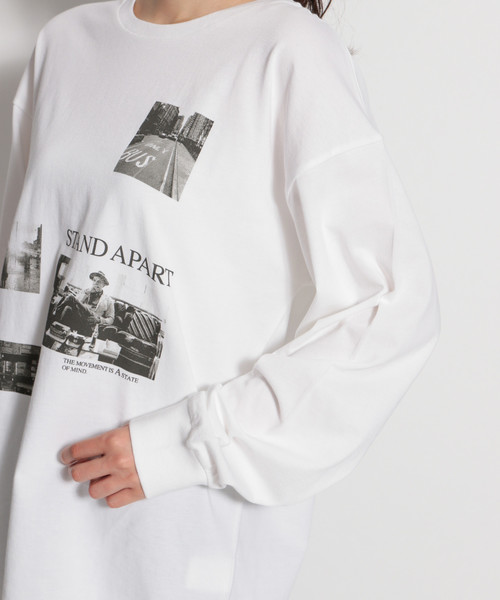 niko and...（ニコアンド）の「モノクロフォトプリントプルオーバー（Tシャツ/カットソー・レディース・オフホワイト/ライトグリーン・MEDIUM/LARGE）」の9枚目の写真