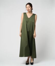 光沢ツイルフレアマキシワンピース
