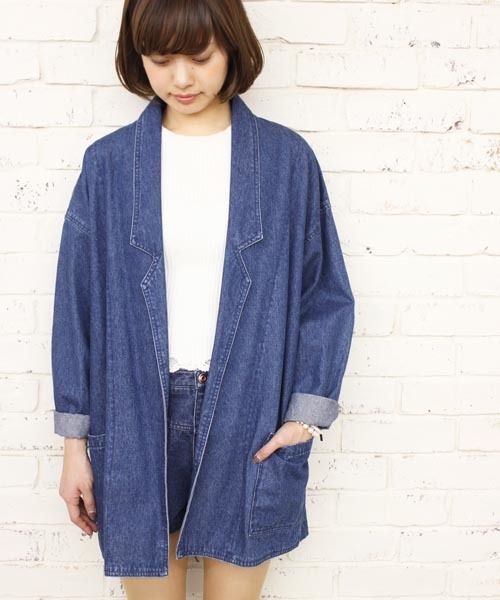 Kastane（カスタネ）の「【Kastane】デニムBIGジャケット（デニムジャケット・レディース・ホワイト/ブルー/ライトブルー・FREE）」の5枚目の写真