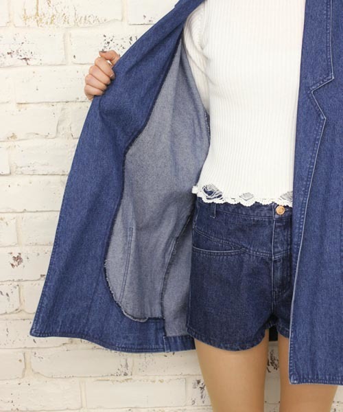 Kastane（カスタネ）の「【Kastane】デニムBIGジャケット（デニムジャケット・レディース・ホワイト/ブルー/ライトブルー・FREE）」の7枚目の写真