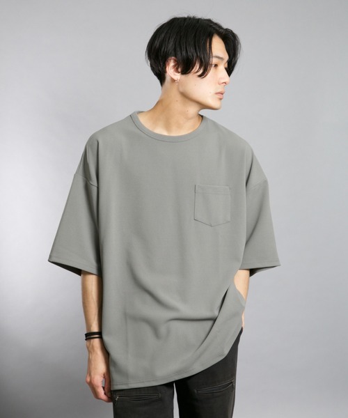 Bling Leads(ブリングリーズ)の「Bling Leads/梨地BIGクルーネックTシャツ(Tシャツ/カットソー・メンズ・ホワイト/ブラック/ベージュ/ネイビー/チャコールグレー/ブラウン/グレイッシュベージュ/ブルー・MEDIUM/LARGE)」の4枚目の写真