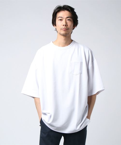 Bling Leads(ブリングリーズ)の「Bling Leads/梨地BIGクルーネックTシャツ(Tシャツ/カットソー・メンズ・ホワイト/ブラック/ベージュ/ネイビー/チャコールグレー/ブラウン/グレイッシュベージュ/ブルー・MEDIUM/LARGE)」の19枚目の写真