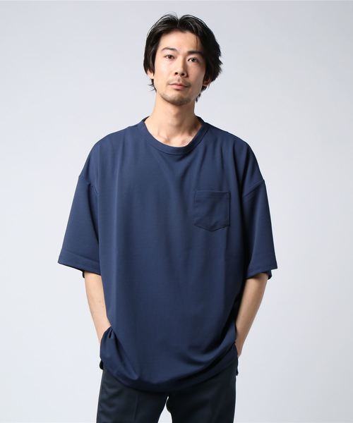 Bling Leads(ブリングリーズ)の「Bling Leads/梨地BIGクルーネックTシャツ(Tシャツ/カットソー・メンズ・ホワイト/ブラック/ベージュ/ネイビー/チャコールグレー/ブラウン/グレイッシュベージュ/ブルー・MEDIUM/LARGE)」の16枚目の写真