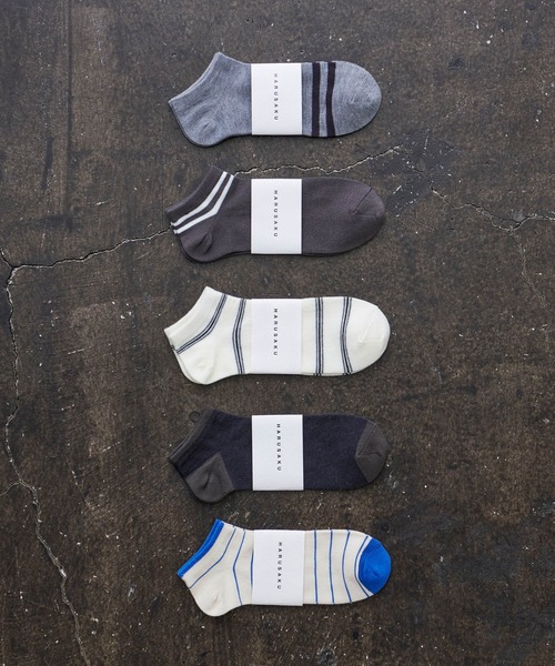 HARUSAKU CC（ハルサクシーシー）の「HARUSAKU CC  Men's Sneaker socks 5P set (A):メンズスニーカーソックス5Pセット（ソックス/靴下・メンズ・A/C/B・M/L/S）」の3枚目の写真
