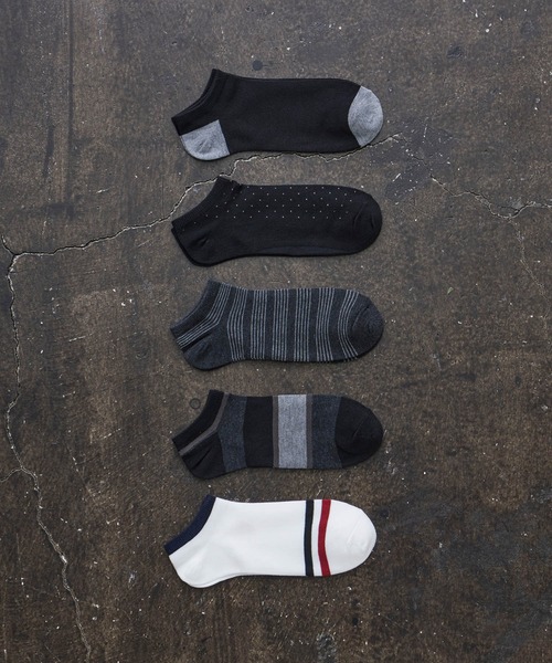 HARUSAKU CC（ハルサクシーシー）の「HARUSAKU CC  Men's Sneaker socks 5P set (A):メンズスニーカーソックス5Pセット（ソックス/靴下・メンズ・A/C/B・M/L/S）」の7枚目の写真