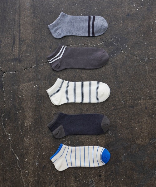 HARUSAKU CC（ハルサクシーシー）の「HARUSAKU CC  Men's Sneaker socks 5P set (A):メンズスニーカーソックス5Pセット（ソックス/靴下・メンズ・A/C/B・M/L/S）」の5枚目の写真