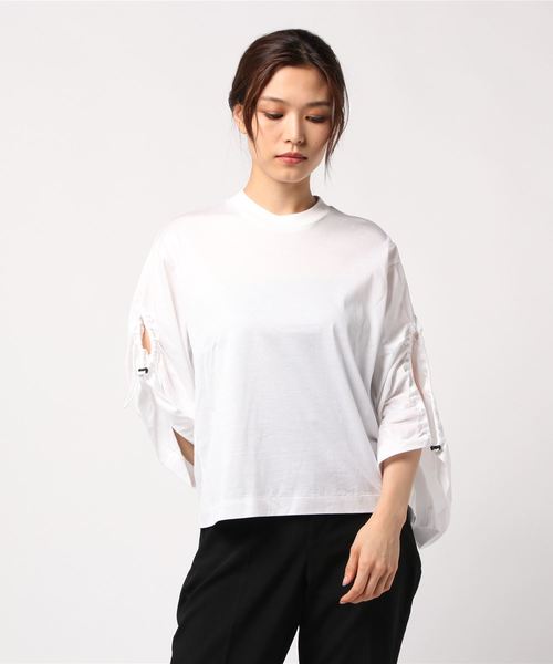 STUDIOUS（ステュディオス）の「Silket jersey sleeves（Tシャツ/カットソー・レディース・ブラック/オレンジ/ホワイト・36）」の2枚目の写真