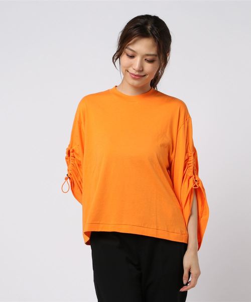 STUDIOUS（ステュディオス）の「Silket jersey sleeves（Tシャツ/カットソー・レディース・ブラック/オレンジ/ホワイト・36）」の3枚目の写真