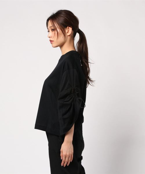 STUDIOUS（ステュディオス）の「Silket jersey sleeves（Tシャツ/カットソー・レディース・ブラック/オレンジ/ホワイト・36）」の4枚目の写真