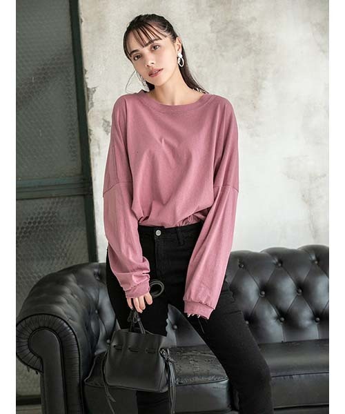 fifth(フィフス)の「カットオフオーバーサイズロングTシャツ(Tシャツ/カットソー・レディース・ブラック/パープル/ホワイト・MEDIUM)」の3枚目の写真