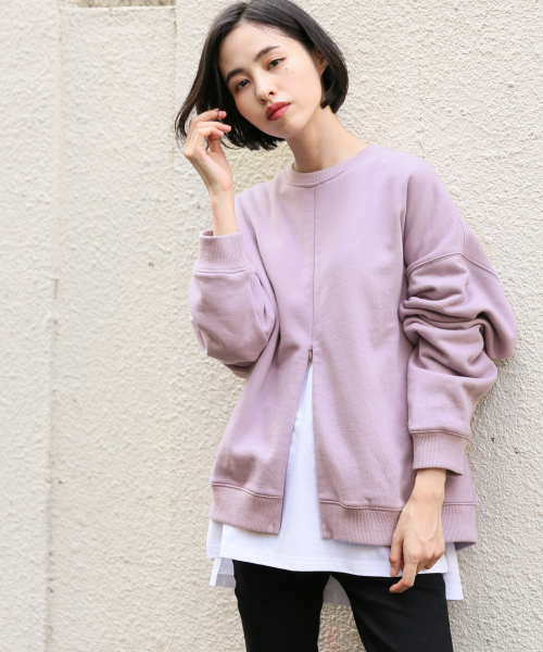 LOWRYS FARM（ローリーズファーム）の「ウラケクルーＺＩＰプルオーバー　855444（Tシャツ/カットソー・レディース・アイボリー/パープル系その他/ブラック/ブラウン/ミント/モカ・FREE）」の6枚目の写真