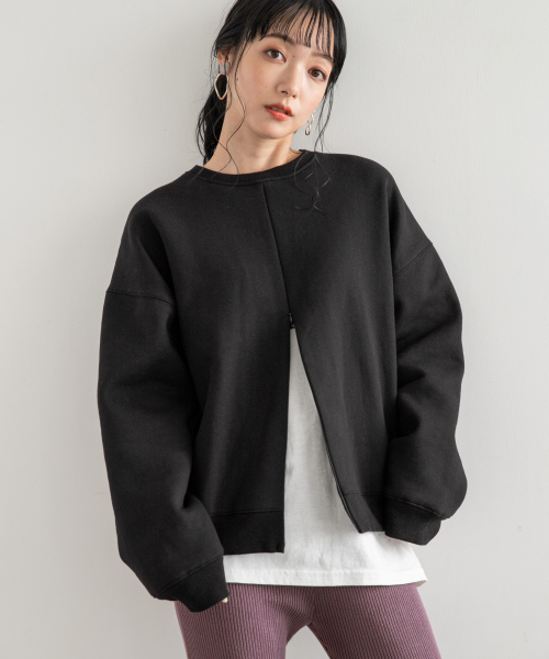 LOWRYS FARM（ローリーズファーム）の「ウラケクルーＺＩＰプルオーバー　855444（Tシャツ/カットソー・レディース・アイボリー/パープル系その他/ブラック/ブラウン/ミント/モカ・FREE）」の20枚目の写真