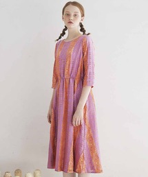 シロップ． | レトロかわいい　華やか配色レースワンピース(ワンピース)