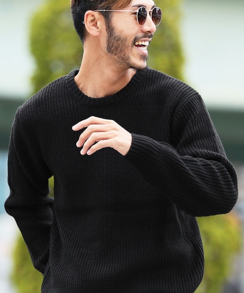 セール 畦編みクルーネックニットセーター あぜ編み ローゲージニット メンズニット メンズセーター 厚手 ボーダー 秋服 冬服 ニット セーター Jiggys Shop ジギーズショップ のファッション通販 Zozotown