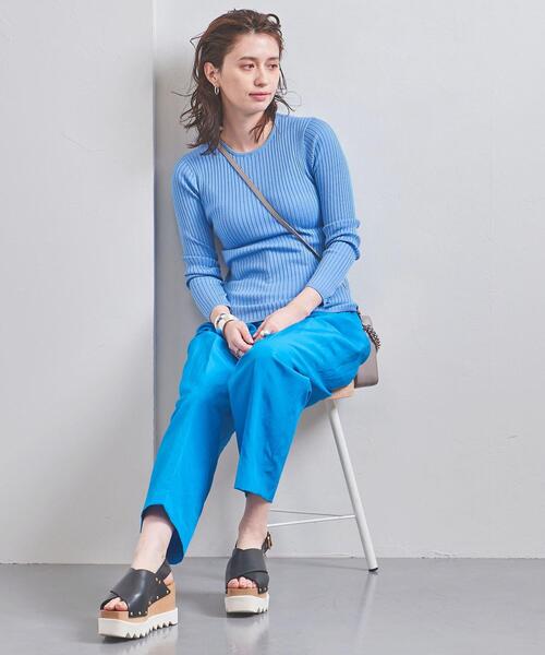 UNITED ARROWS - UNITED ARROWS(ユナイテッドアローズ) 長袖セーター レディース - ダークネイビー×ダークグリーン クルーネック レディ ロングスリーブ ニット （ニット・セーター）｜UNITED