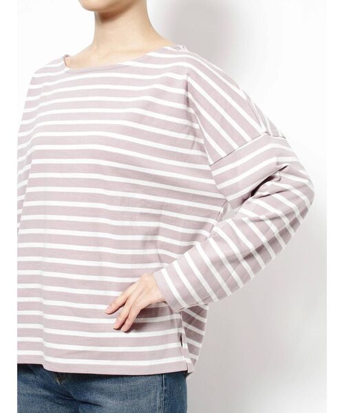 Ungrid（アングリッド）の「サイドスリットボーダーロングスリーブTee（Tシャツ/カットソー・レディース・ダークブラウン/ミント/ラベンダー/オフホワイト・FREE）」の10枚目の写真