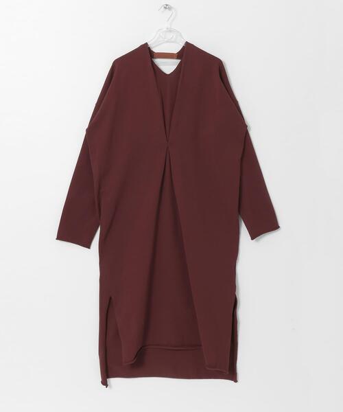 LAATO（ラート）の「BACK TAPE KNIT ONE-PIECE（ワンピース・レディース・ブラウン/オフホワイト/カーキ・FREE）」の2枚目の写真