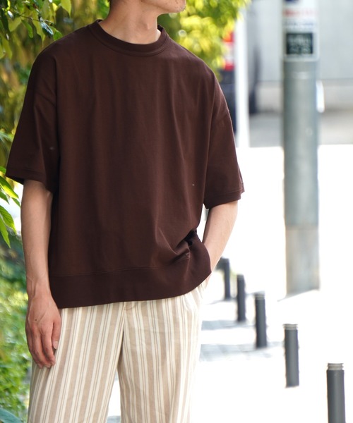 ADAM ET ROPE'（アダムエロペ）の「〈ヘビーウェイト〉ドヅメスウェット ドロップショルダーT（Tシャツ/カットソー・メンズ・ホワイト/ライトグレー/ブラウン系その他・M/L）」の20枚目の写真