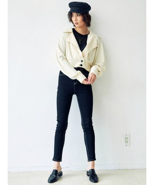 GYDA（ジェイダ）の「ワンウォッシュハイウエストパンツ（デニムパンツ・レディース・ブラック/インディゴブルー・SMALL/MEDIUM/X-SMALL/XX-SMALL）」の4枚目の写真