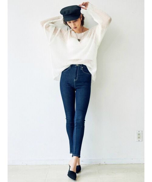 GYDA（ジェイダ）の「ワンウォッシュハイウエストパンツ（デニムパンツ・レディース・ブラック/インディゴブルー・SMALL/MEDIUM/X-SMALL/XX-SMALL）」の11枚目の写真