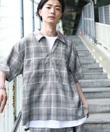 KANGOL / カンゴール Lulu & Arnie 別注 コラボ オーバーサイズ ハーフジップ / バンドカラー / オープンカラー 開襟 シャツ ユニセックス