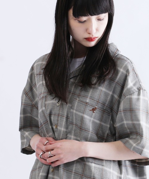 KANGOL/カンゴールLulu&Arnie別注コラボオーバーサイズハーフジップ/バンドカラー/オープンカラー開襟シャツユニセックス