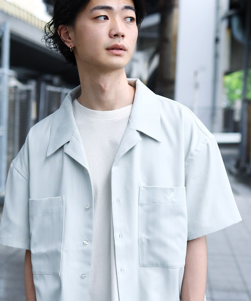 KANGOL/カンゴールLulu&Arnie別注コラボオーバーサイズハーフジップ/バンドカラー/オープンカラー開襟シャツユニセックス