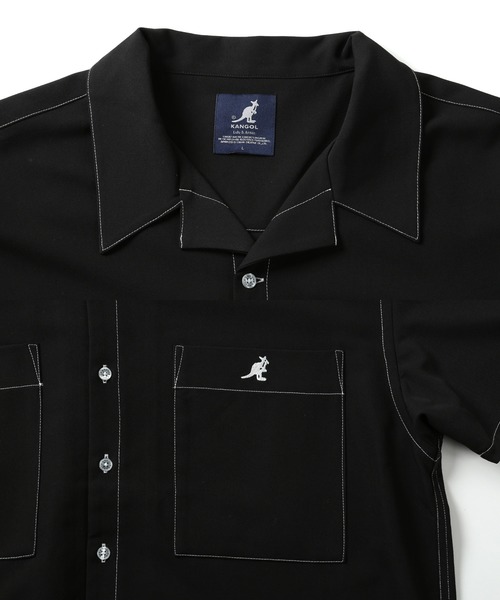 KANGOL/カンゴールLulu&Arnie別注コラボオーバーサイズハーフジップ/バンドカラー/オープンカラー開襟シャツユニセックス