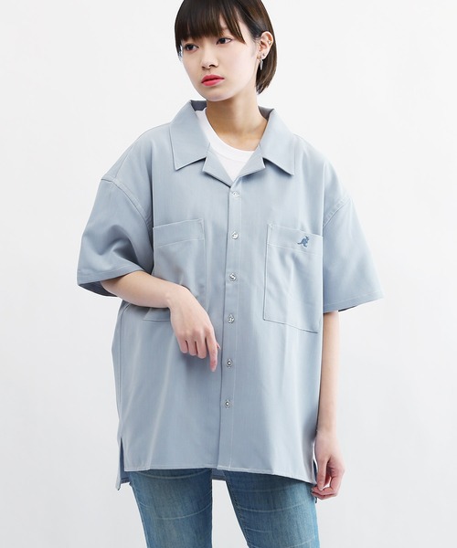 KANGOL/カンゴールLulu&Arnie別注コラボオーバーサイズハーフジップ/バンドカラー/オープンカラー開襟シャツユニセックス
