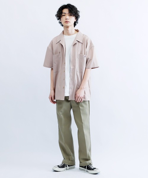 KANGOL/カンゴールLulu&Arnie別注コラボオーバーサイズハーフジップ/バンドカラー/オープンカラー開襟シャツユニセックス