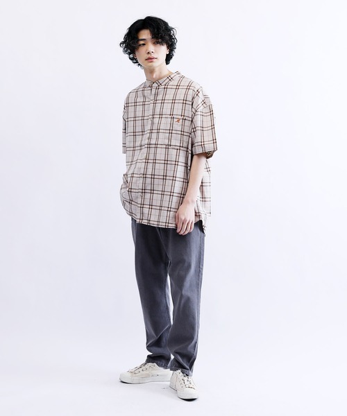 KANGOL/カンゴールLulu&Arnie別注コラボオーバーサイズハーフジップ/バンドカラー/オープンカラー開襟シャツユニセックス