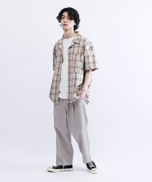 KANGOL/カンゴールLulu&Arnie別注コラボオーバーサイズハーフジップ/バンドカラー/オープンカラー開襟シャツユニセックス