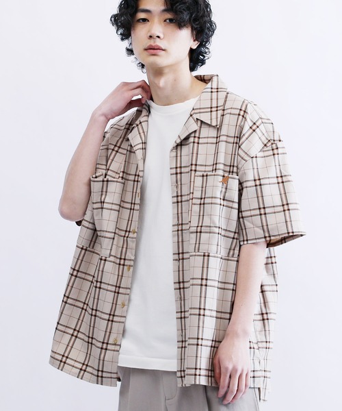 KANGOL/カンゴールLulu&Arnie別注コラボオーバーサイズハーフジップ/バンドカラー/オープンカラー開襟シャツユニセックス