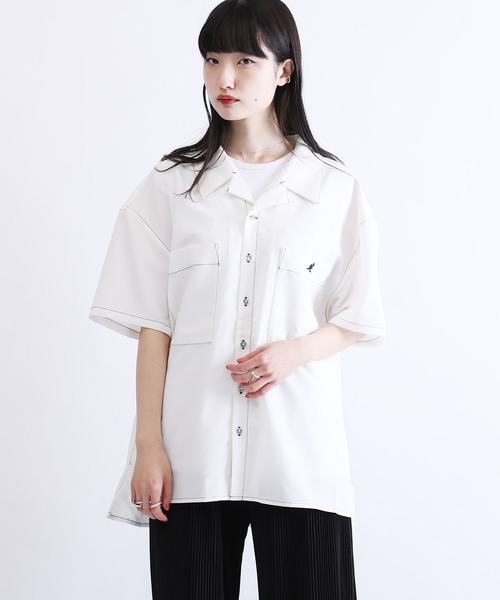 KANGOL/カンゴールLulu&Arnie別注コラボオーバーサイズハーフジップ/バンドカラー/オープンカラー開襟シャツユニセックス