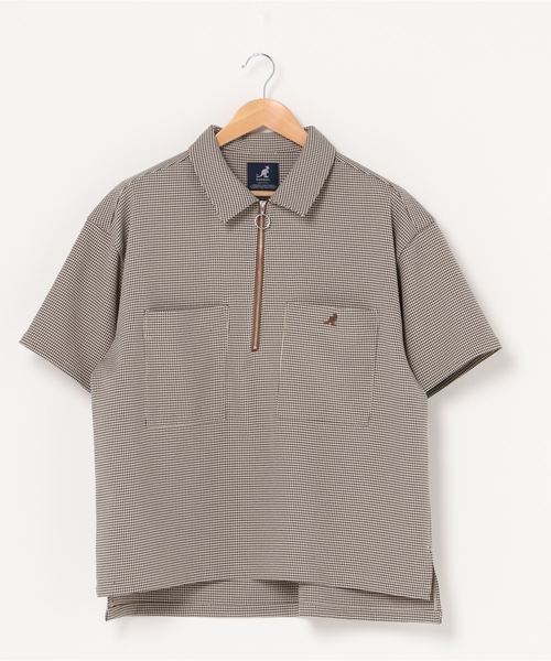 KANGOL/カンゴールLulu&Arnie別注コラボオーバーサイズハーフジップ/バンドカラー/オープンカラー開襟シャツユニセックス