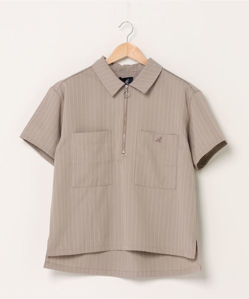 KANGOL/カンゴールLulu&Arnie別注コラボオーバーサイズハーフジップ/バンドカラー/オープンカラー開襟シャツユニセックス