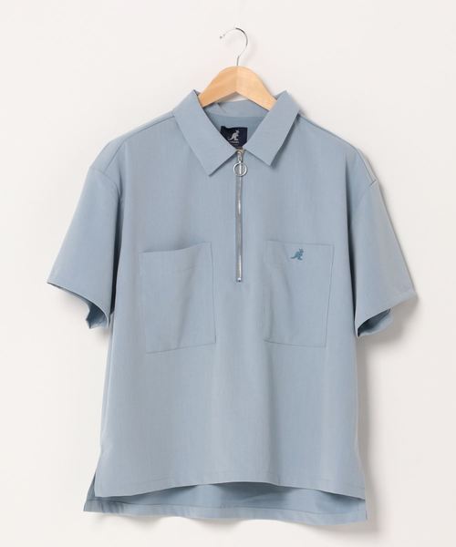KANGOL/カンゴールLulu&Arnie別注コラボオーバーサイズハーフジップ/バンドカラー/オープンカラー開襟シャツユニセックス