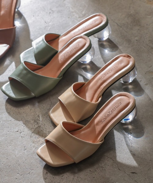 KOBE LETTUCE(コウベレタス)の「クリアボールヒールサンダル(サンダル・レディース・ブラウン/ライトベージュ/ブラック/グリーン・L/LL/S/M)」の3枚目の写真
