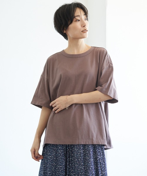 AMERICAN HOLIC(アメリカンホリック)の「ゆる半袖カットプルオーバー *(Tシャツ/カットソー・レディース・ブラック/パープル/グレー/カーキ/ホワイト系その他/グレー系その他2/テラコッタ・M/L)」の7枚目の写真