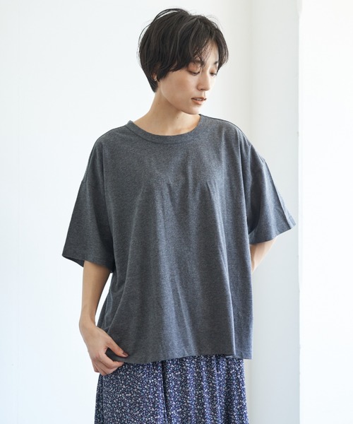 AMERICAN HOLIC(アメリカンホリック)の「ゆる半袖カットプルオーバー *(Tシャツ/カットソー・レディース・ブラック/パープル/グレー/カーキ/ホワイト系その他/グレー系その他2/テラコッタ・M/L)」の1枚目の写真